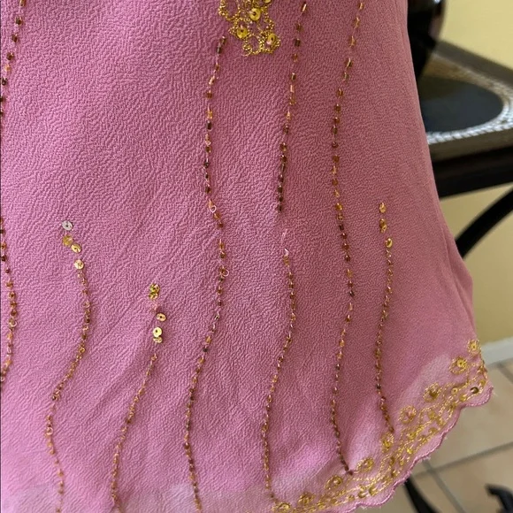 Y2K 90’s🚫SOLD🚫Bead Sequins Pink Lace Fairy core Asymmetrical Hem Camisole Large - Picture 12 of 15